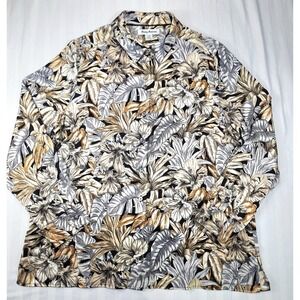 Tommy Bahama Womens Large 100% Silk Tropical Hibiscus Long Sleeve Button Shirt